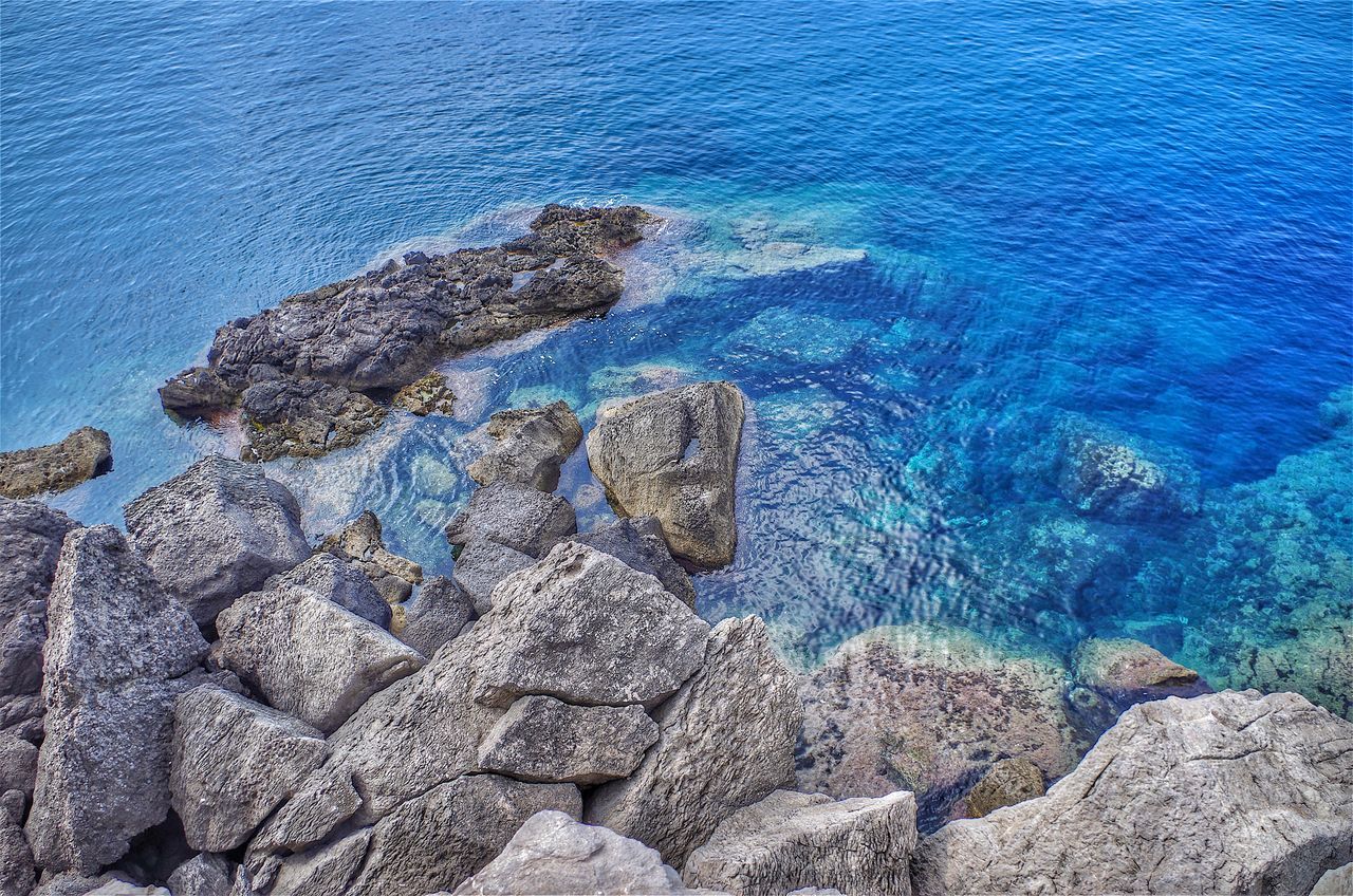 HIGH ANGLE VIEW OF WATER ON THE SEA