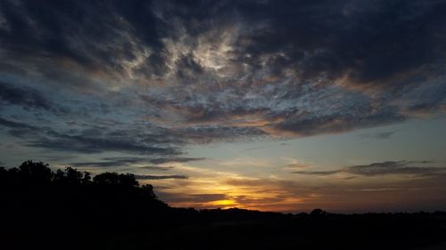 Low angle view of silhouette trees against sky during sunset