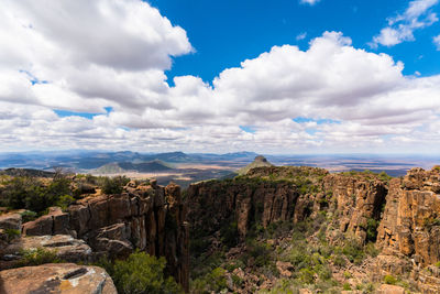 Scenic view of landscape against cloudy sky