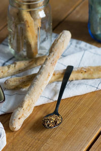 High angle view of ice cream on table