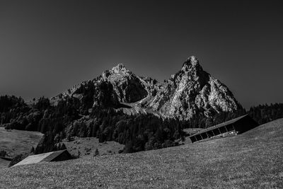 Scenic view of mountains against clear sky