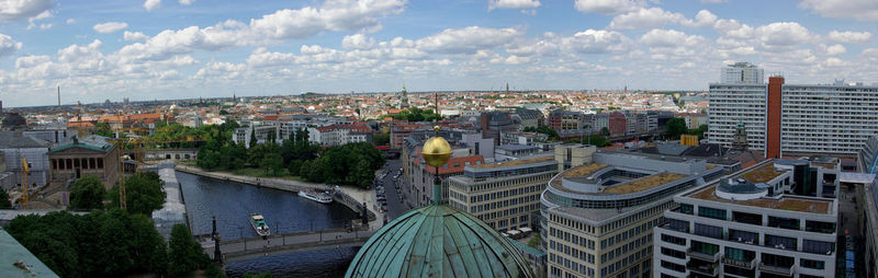 High angle view of cityscape against sky