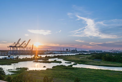 Scenic view of sea against sky during sunset