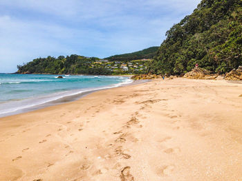 Scenic view of beach against sky