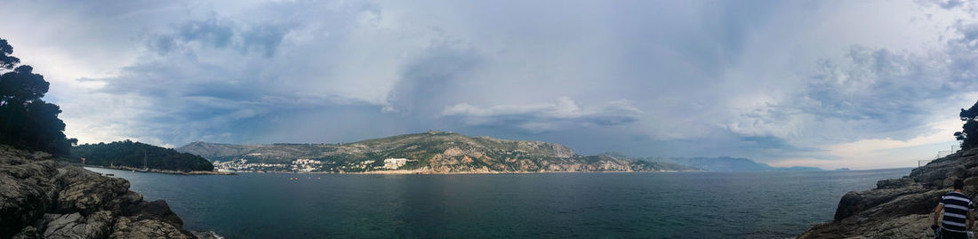 Scenic view of sea against cloudy sky