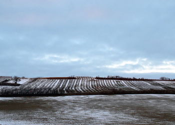 Scenic view of dam against sky