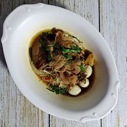 Directly above shot of soup in bowl