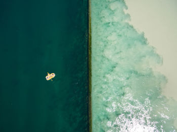 Aerial view of boat in sea