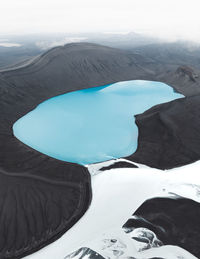 Aerial view of snow covered landscape