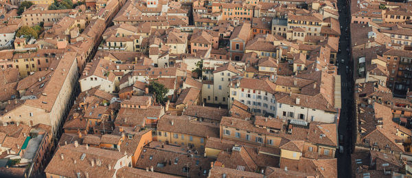 High angle view of buildings in city