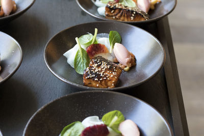 Close-up of food in plate on table