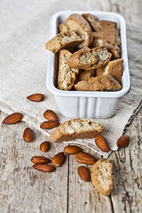 Close-up of cookies on table