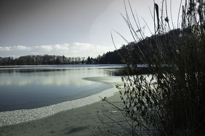 Scenic view of lake against sky