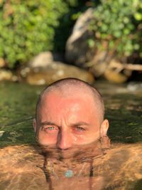 Portrait of man in water