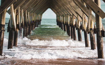 Bridge over sea against sky