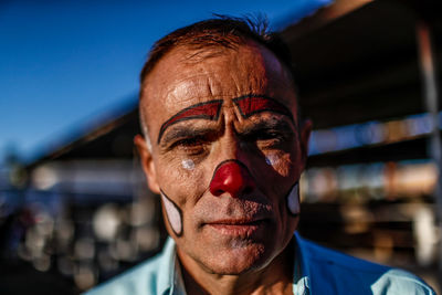 Close-up portrait of man wearing mask