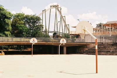 View of street and buildings against sky