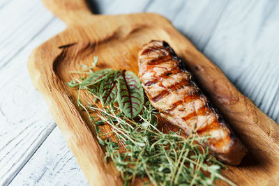 Close-up of food on cutting board