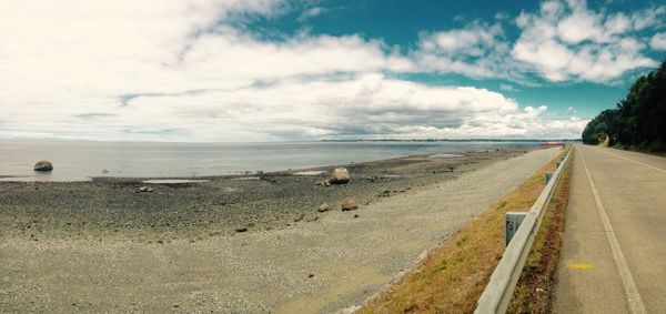 Scenic view of beach against sky
