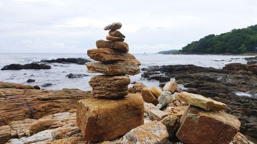 Stack of rocks at beach