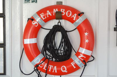 Close-up of red object on wall