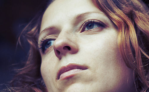 Close-up portrait of beautiful young woman