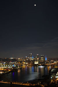 Illuminated city at night