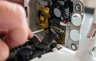 High angle view of person working