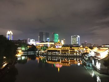 City lit up at night