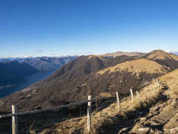 Alpine trail on mount bolettone in the italian alps