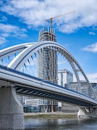 View of the highest skyscraper in slovakia across the apollo bridge in bratislava