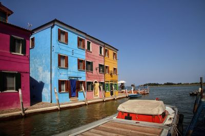 Panoramic view of buildings against clear sky