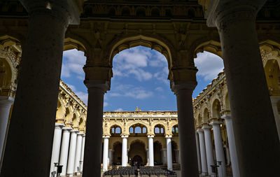 Interior view of nayakkar palace in madurai ,enriched with beautiful arched columns.