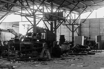 Abandoned factory against buildings