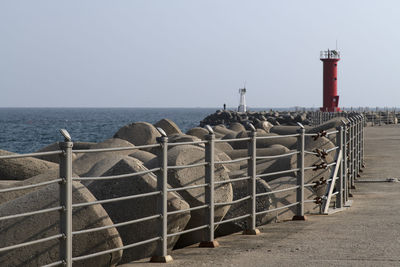 Scenic view of sea against clear sky
