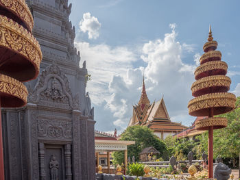 Low angle view of temple building against sky