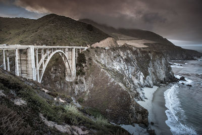 Scenic view of bridge over river against sky