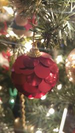 Close-up of christmas ornament on christmas tree