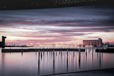 Scenic view of sea against sky at sunset