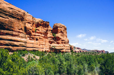 Rock formations on landscape against sky