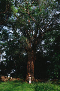 Low section of person against trees