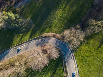 High angle view of cars on land