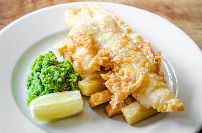 High angle view of meal served in plate