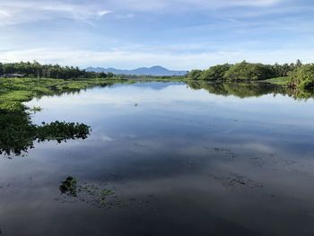 Scenic view of lake against sky