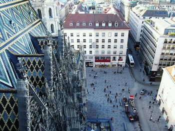 High angle view of stephansplatz from the stephansdom nordturm in vienna, austria