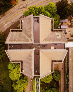 High angle view of historic building against sky