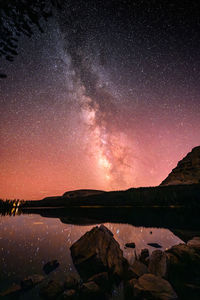 Scenic view of sea against sky at night