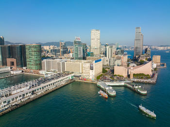 High angle view of buildings in city