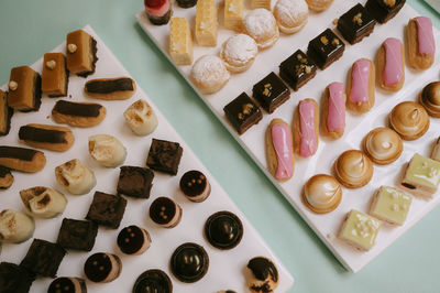 High angle view of food on table