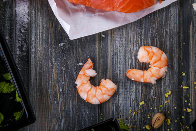 High angle view of orange on table